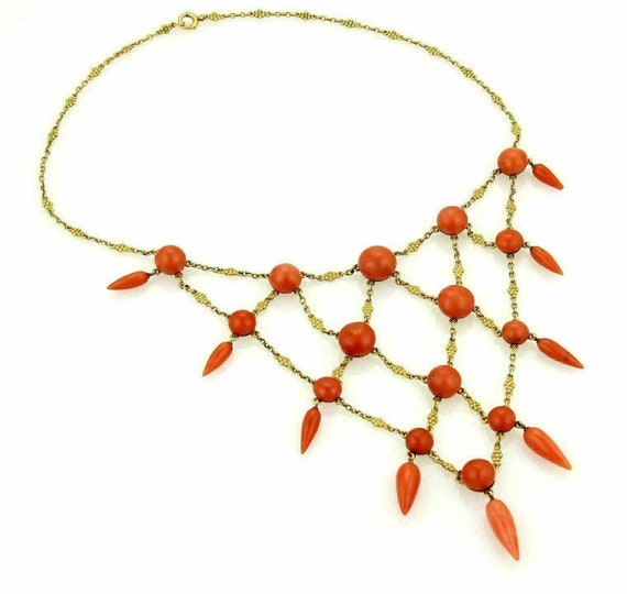 15423 - Cabochon & Spear Coral Drape Necklace in … - image 2