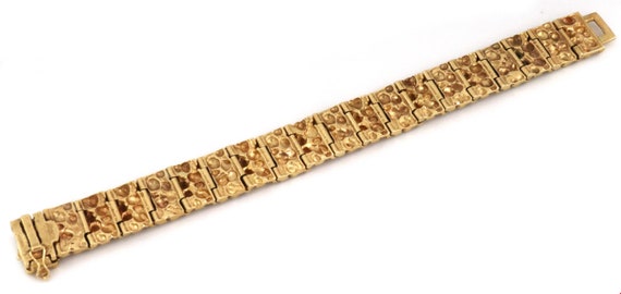 24469 - Wide Nugget 14k Yellow Gold Link Bracelet - image 5