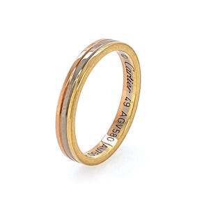23937 - Cartier Vendome Louis Cartier 18k Tri-Color Gold Band Ring w/Cert - Size 5