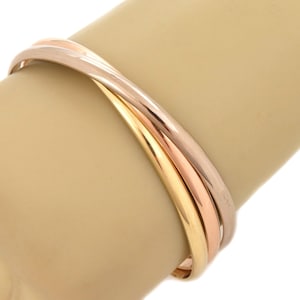27772 - Cartier Classic Trinity 18k Yellow Rose & White Gold 4.5mm Bangle Bracelet