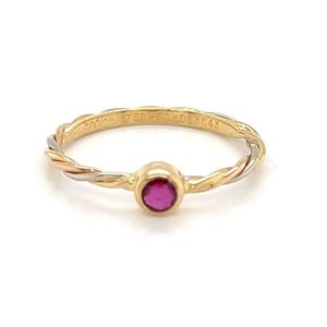 26932 - Cartier Trinity Ruby 18k Tricolor Gold Twisted Wire Band Ring - Size 5