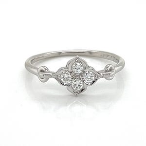 26731 - Cartier Hindu 18k White Gold & Diamond Floral Ring w/Cert - Size 5