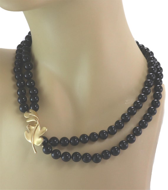 24685 - Tiffany & Co. Onyx 18k Yellow Gold Oak Leaf Enhancer Bead