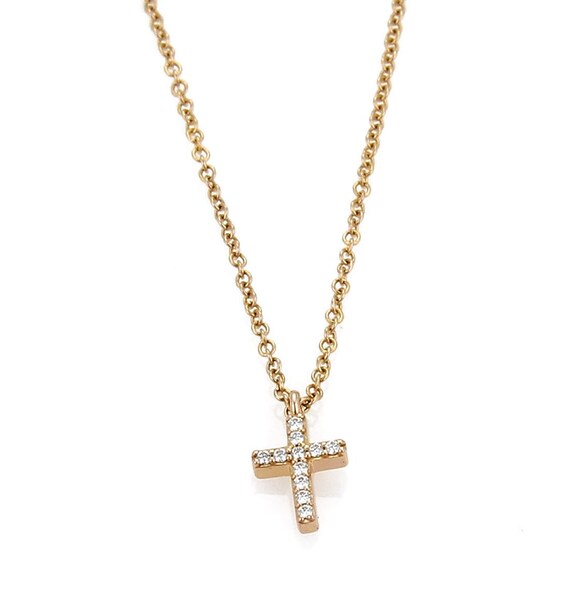 Mini Metro Diamond Mini Cross 18k Rose 