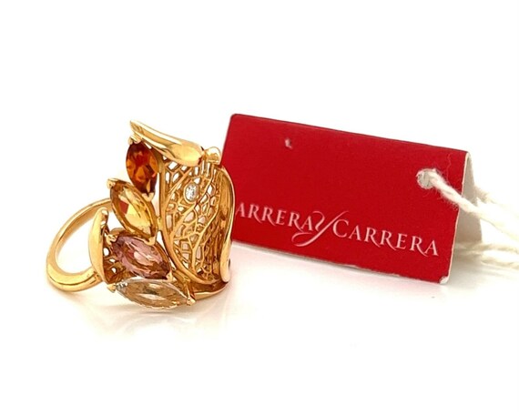 27580 - Carrera y Carrera 1.42ct Multicolor Gems Diamond 18k Rose Gold Ring - Size 6.5