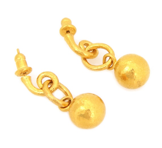 26882 - Gurhan 24k Gold Hammered 12.5mm Ball Drop… - image 5