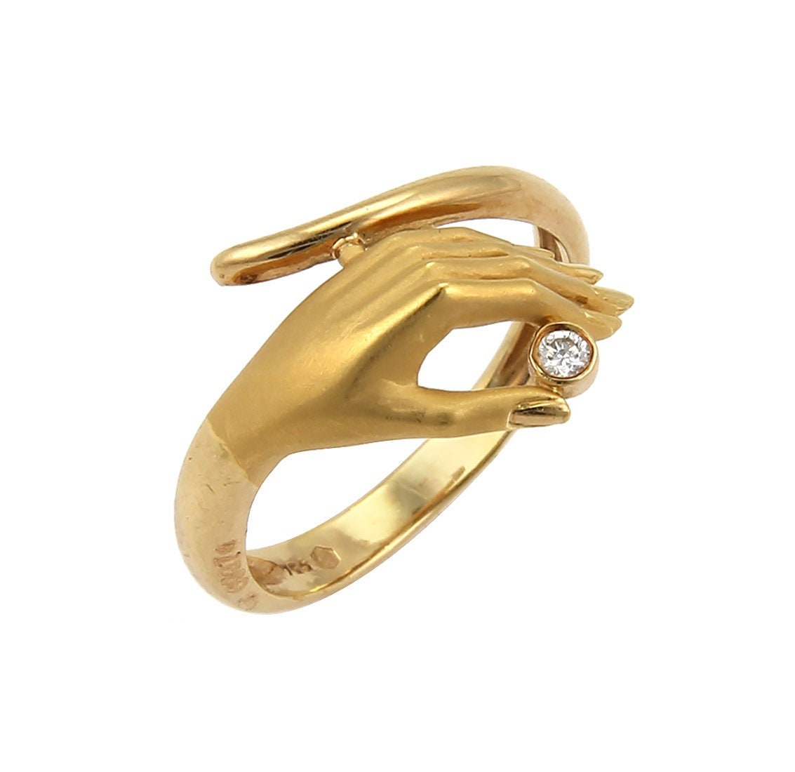 19694 - Carrera Y Carrera Diamond 18k Yellow Gold Detailed Hand