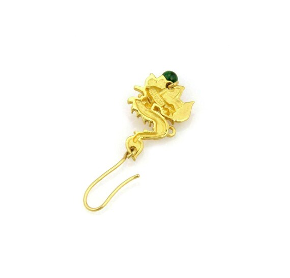 13779 - Jade 24k Gold Carved Dragon & Pheonix Hoo… - image 5