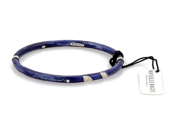 22329 - Nouvelle Bague Diamond Blue Enamel 18k Gold Sterling Bracelet