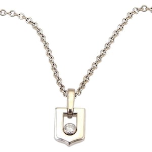 13569 - Cartier Diamond 18k White Gold Logo Pendant w/Service Paper