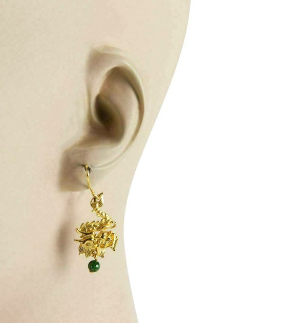 13779 - Jade 24k Gold Carved Dragon & Pheonix Hoo… - image 4