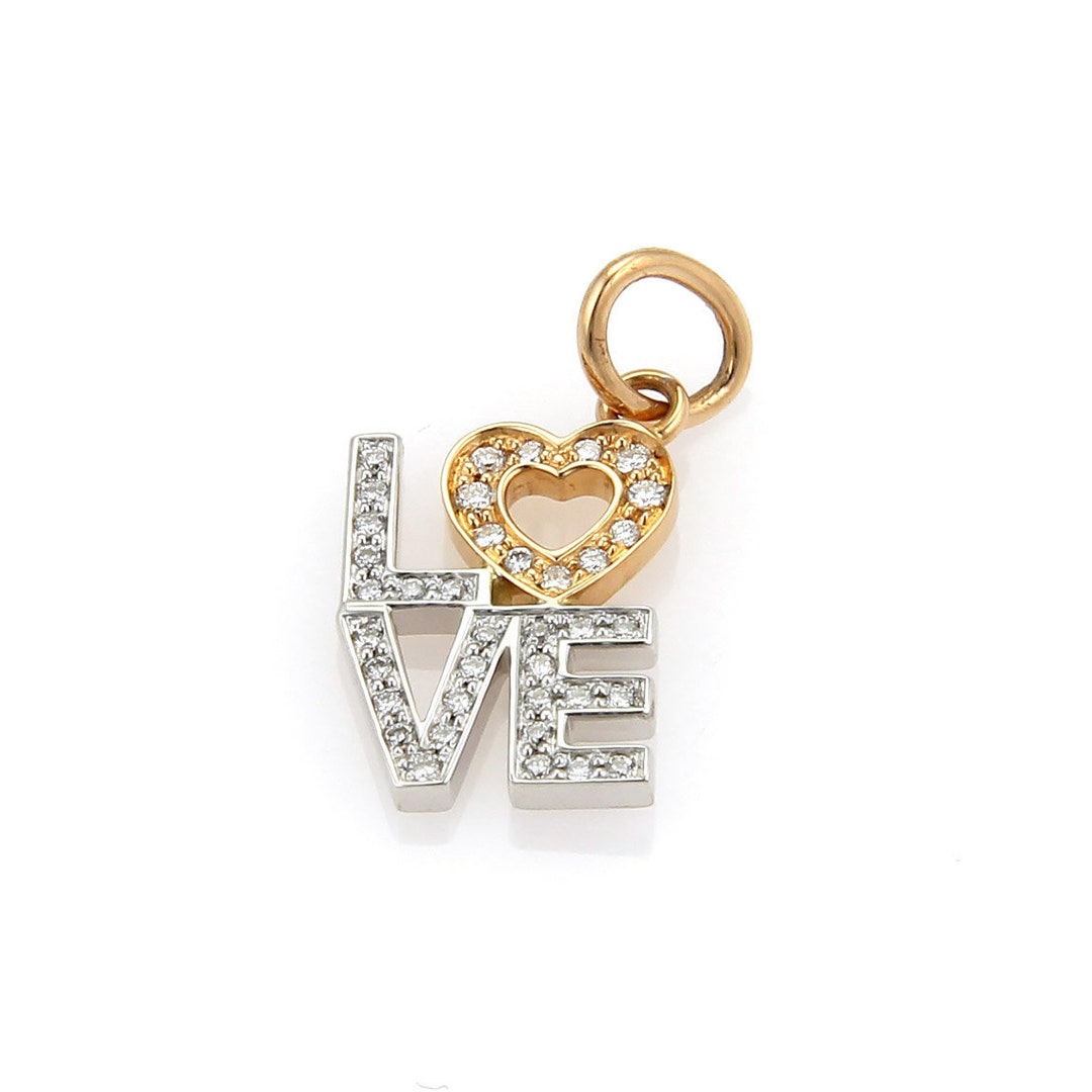 16384 - Tiffany & Co. Diamond Love 18k White Rose Gold Charm - Etsy