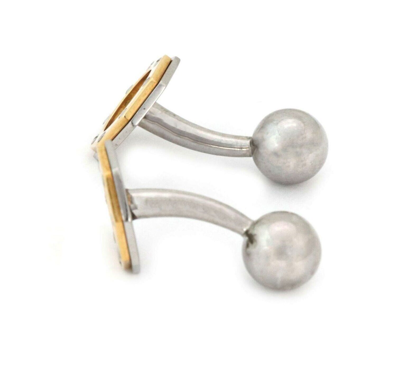 24343 - Cartier Santos 18k Gold Steel Octagon Shape Screw Motifs