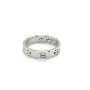 24757 - Cartier Mini Love 1 Diamond 18k Gold Band Ring w/Cert - Size 4.5