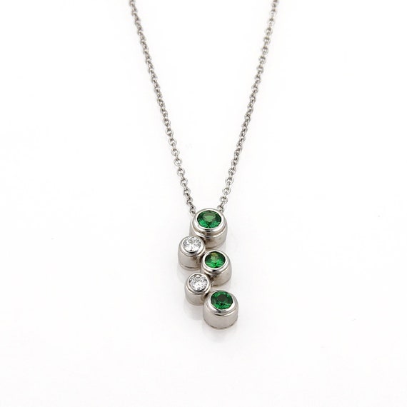 19293 - Tiffany & Co. Bubble Diamond Tsavorite Platinum Pendant