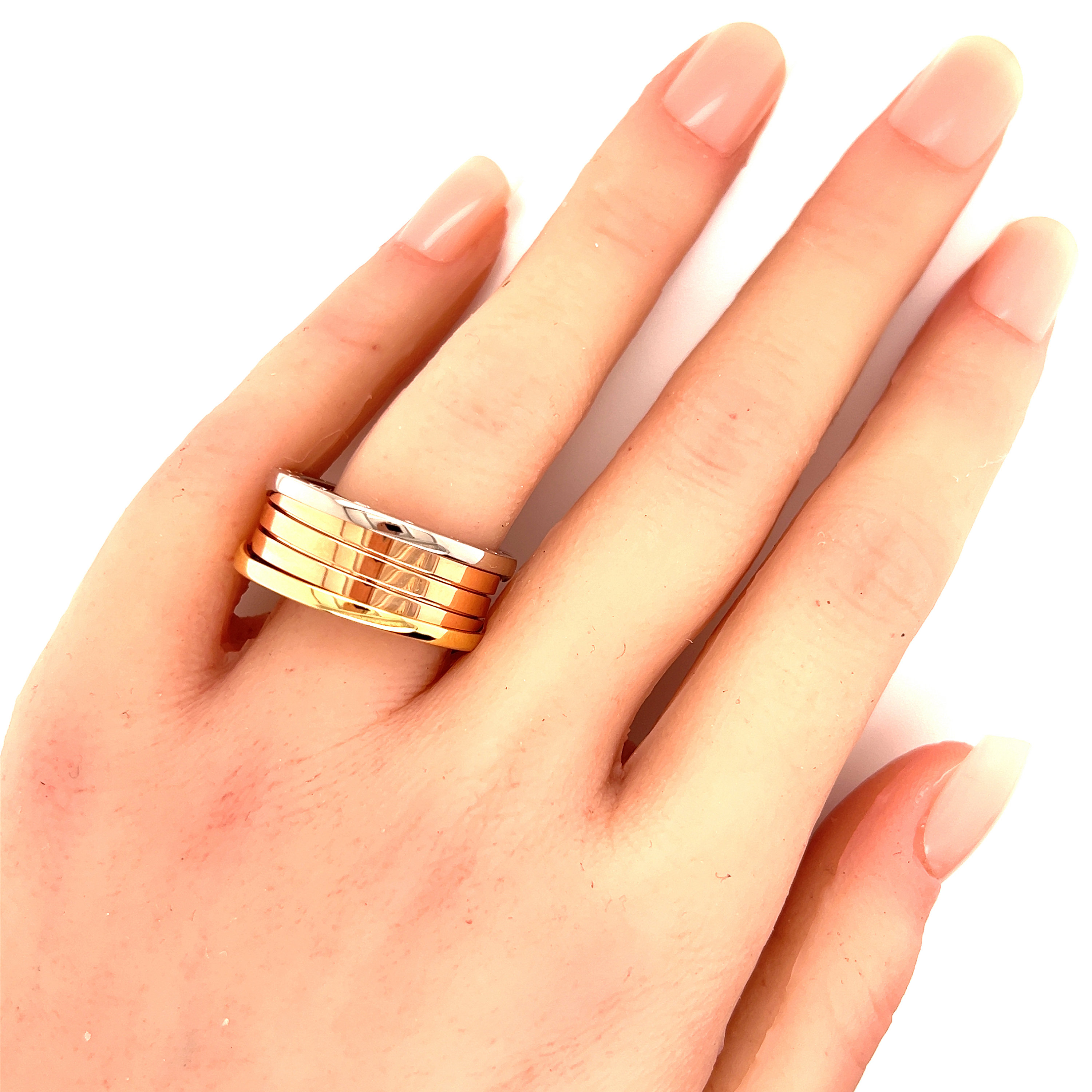 Bvlgari ❣️18Kゴールドリング 28247 - Bvlgari B.zero1 Three Band 18k Rose White & Yellow
