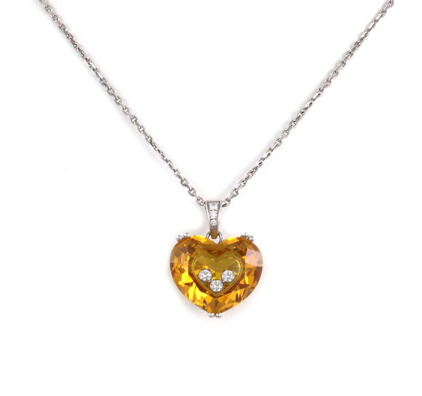 24535 - Chopard Happy Diamond Yellow Stone Heart 18k White Gold