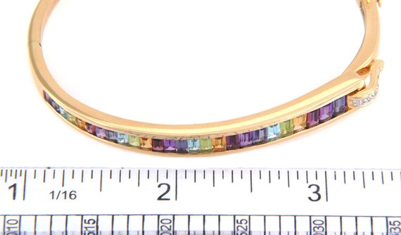 26906 - Guy Laroche Diamond & Gems 18k Yellow Gold Bangle Bracelet View 6