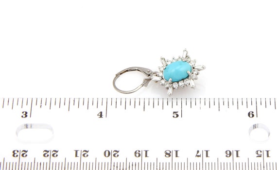 13963 - Diamond & Turquoise 14k White Gold Drop D… - image 5