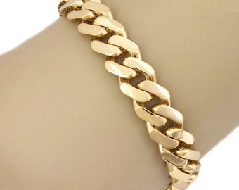 27830. Monaco Classic 14k Yellow Gold 11mm Wide Flat Cuban
