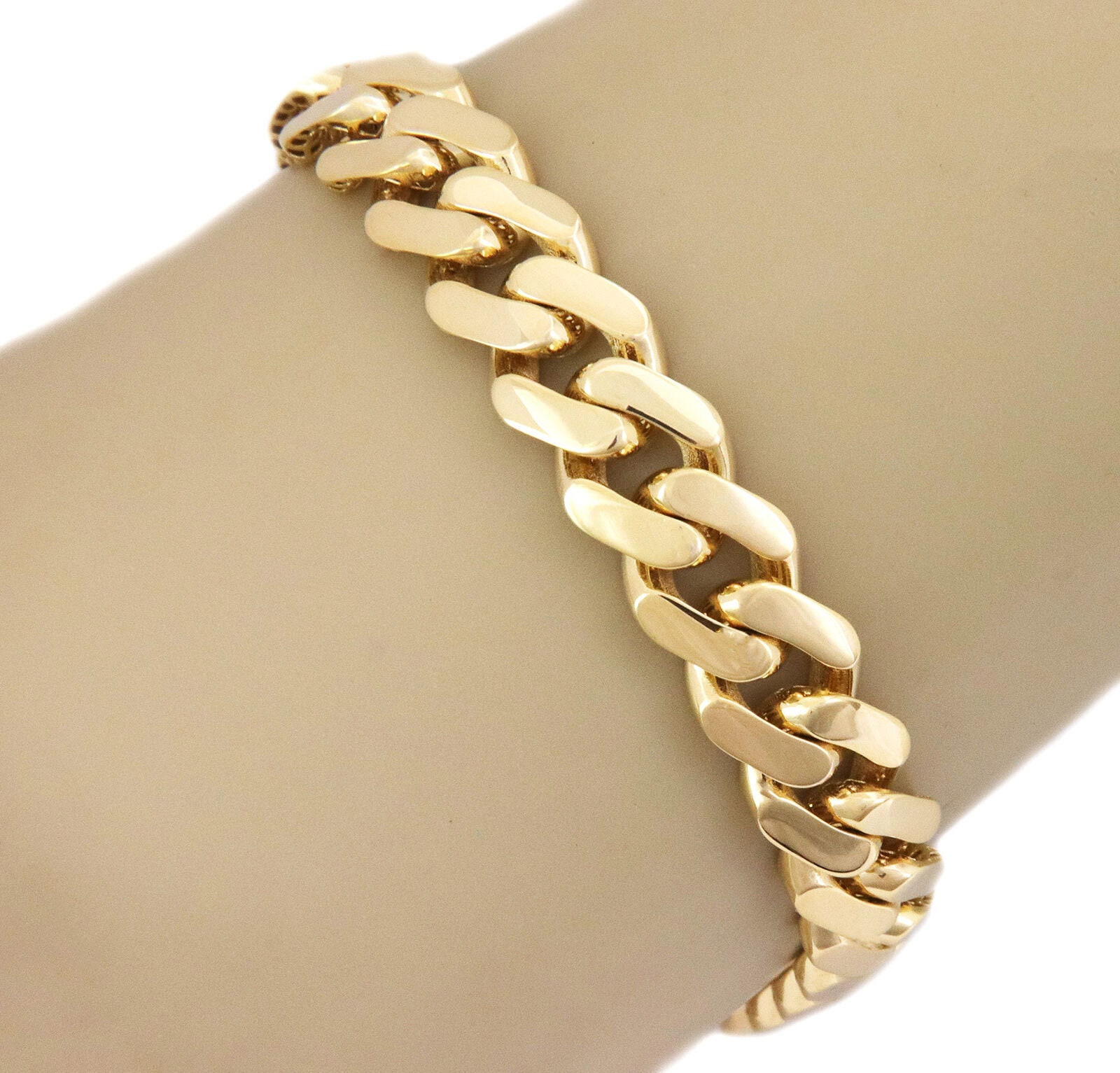 27830. Monaco Classic 14k Yellow Gold 11mm Wide Flat Cuban