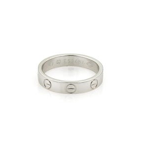 21048 - Cartier Mini Love 18k White Gold 3.5mm Band Ring w/Paper - Size 4.5
