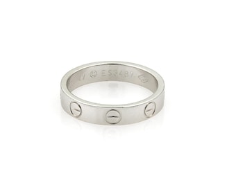 21048 - Cartier Mini Love 18k White Gold 3.5mm Band Ring w/Paper - Size 4.5