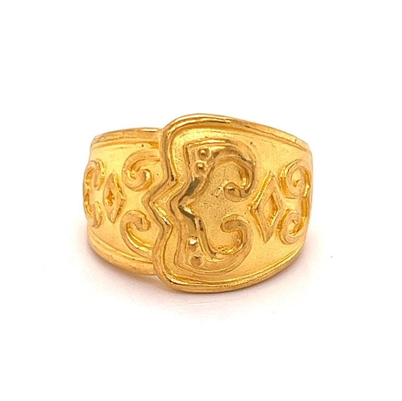 27189 - Wide 24k Gold Dome Band Ring - image 1