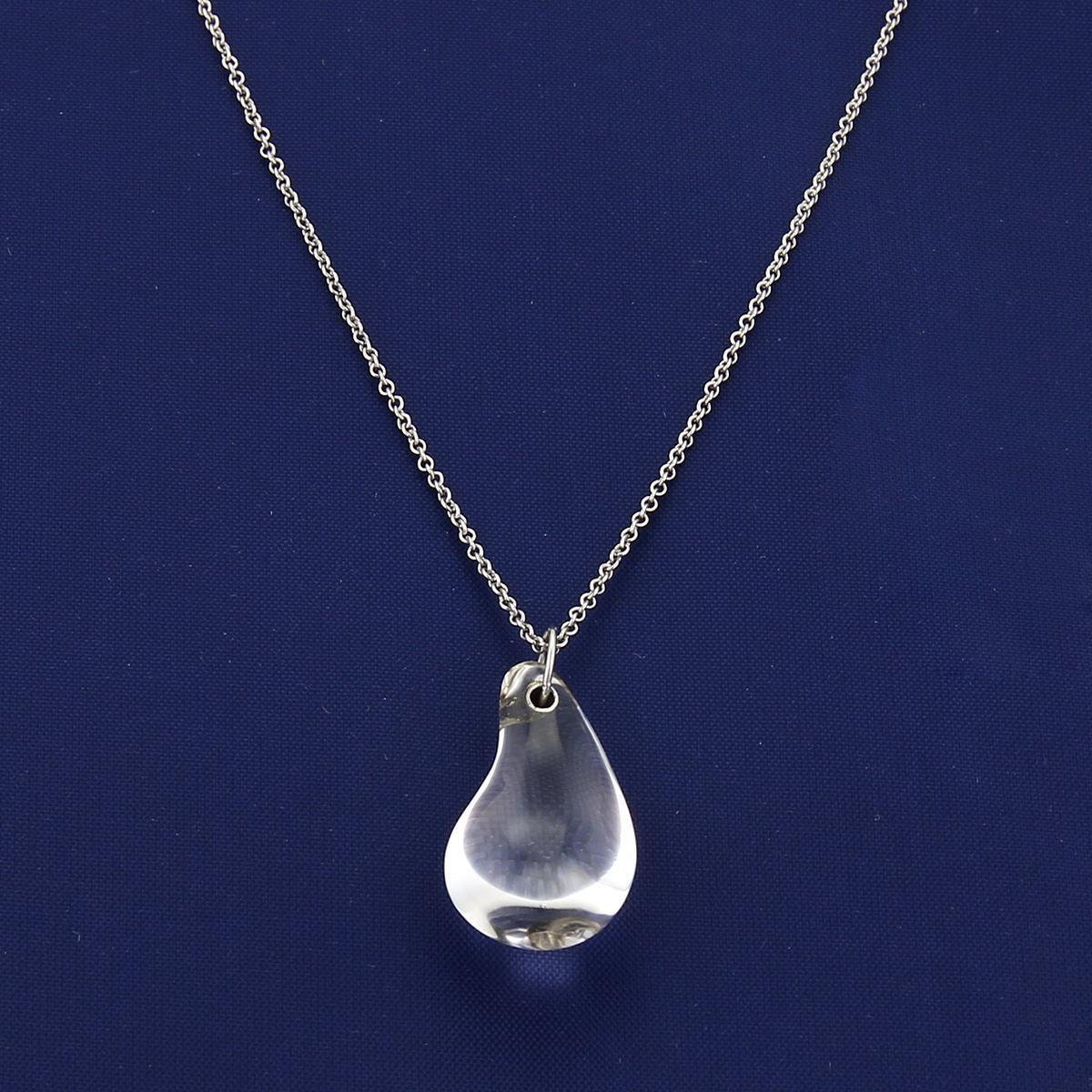 22032 Tiffany Co. Peretti Rock Crystal Teardrop Pendant Platinum Necklace Etsy