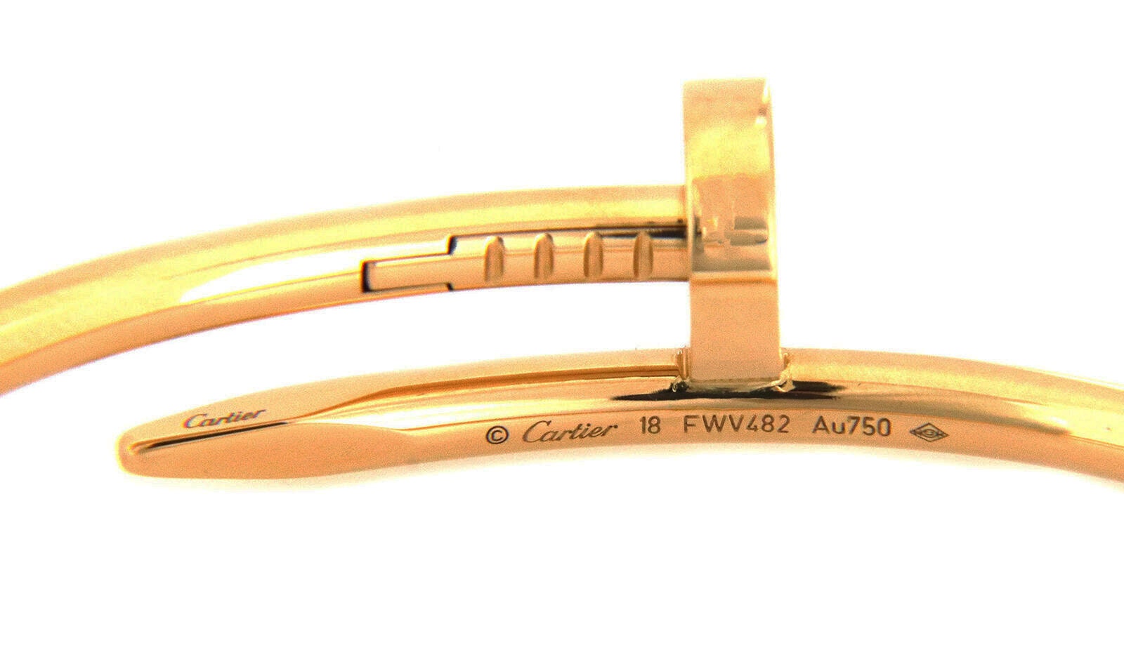 Authentic Cartier 18k Yellow Gold Juste un Clou Nail Bracelet, Size 18