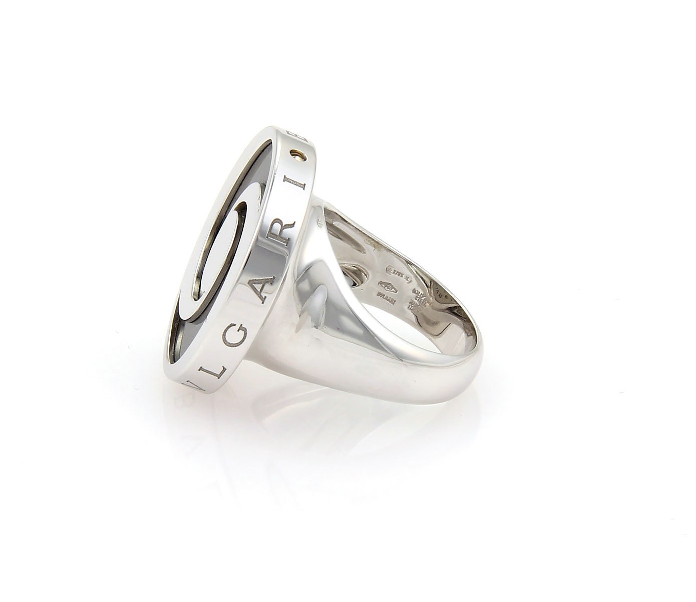 16131 - Bvlgari Onyx Spinning Optical 18k White Gold & Stainless