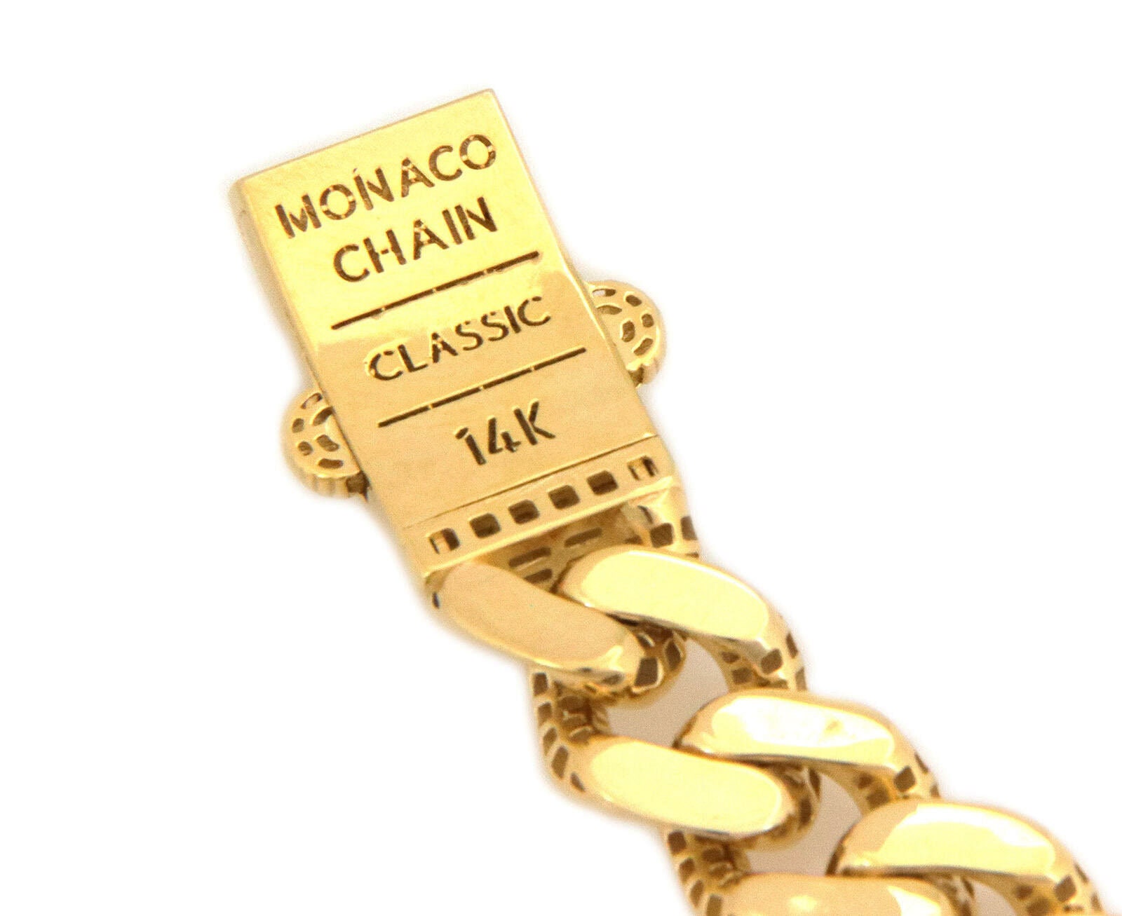 27830. Monaco Classic 14k Yellow Gold 11mm Wide Flat Cuban