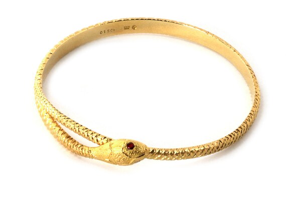 23070 - Ruby Textured Snake Bypass 18k Yellow Gol… - image 1