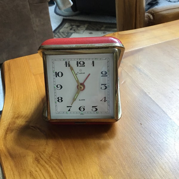 Vintage Endura Japan Wind-up Folding Travel Alarm Clock 1960’s