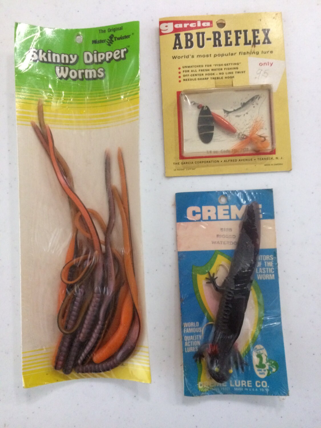 Vintage Creme, Mister Twister & Garcia Fishing Lure collection from the  early 1970's