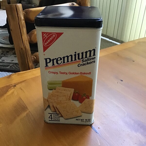 Vintage Premium Saltine Cracker Tin from 1985