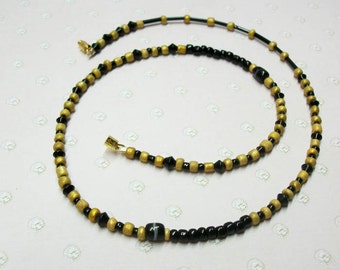 Black, Yellow-Gold, choker style, necklace