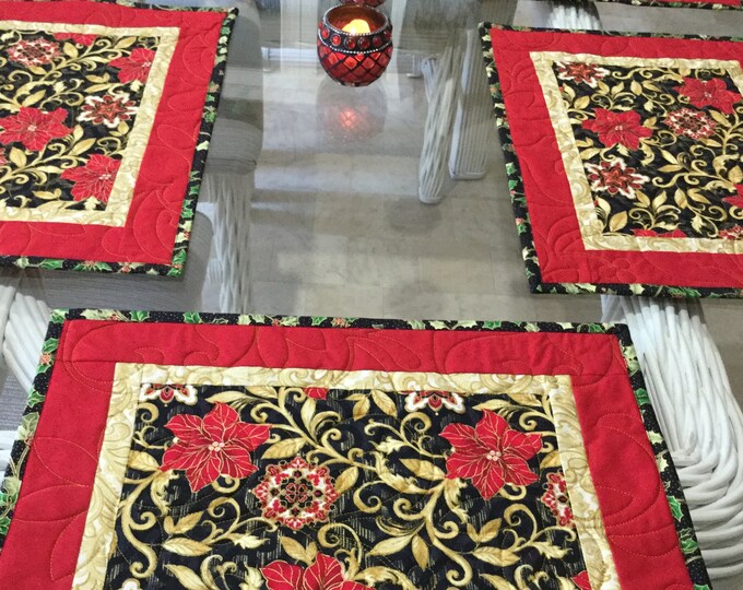 Holiday Placematsquilted Placemats Christmas Placemats Etsy