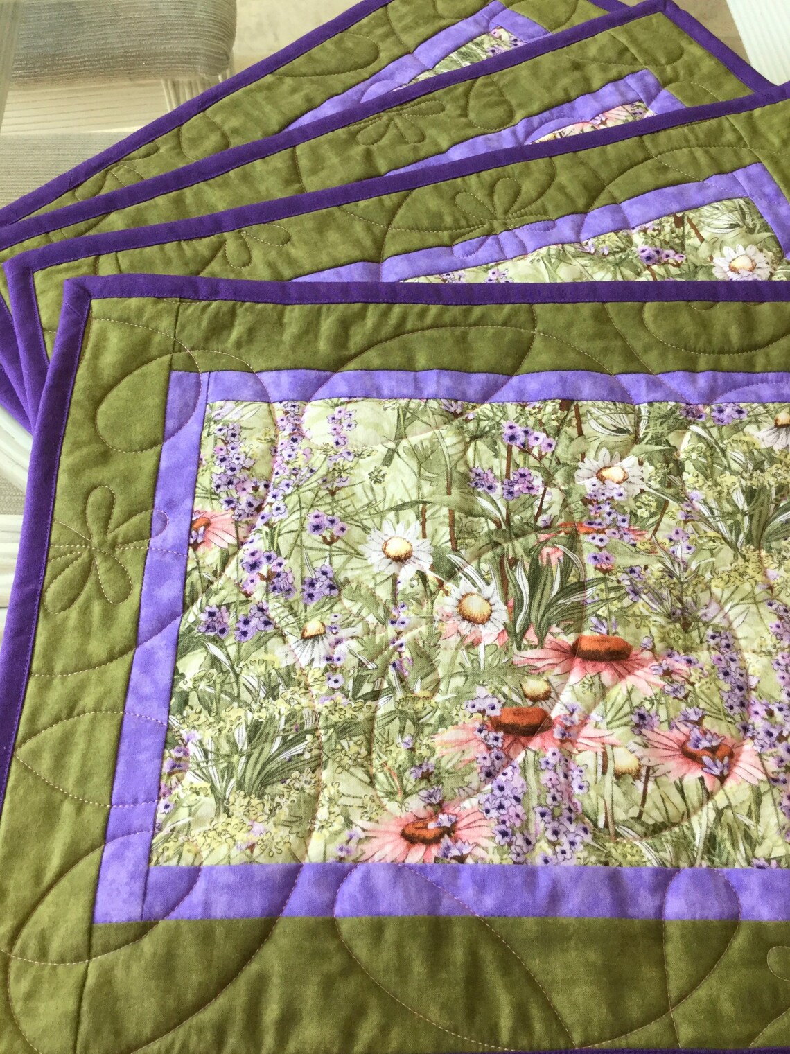 Handmade Placemats Quilted Placemats Botanical Placemats Etsy
