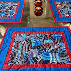 Abstract Modern Placemats,Quilted Placemats,Sold in sets of 4,Contemporary Mats, Ready to ship, Handmade Placemats, Gift for home.