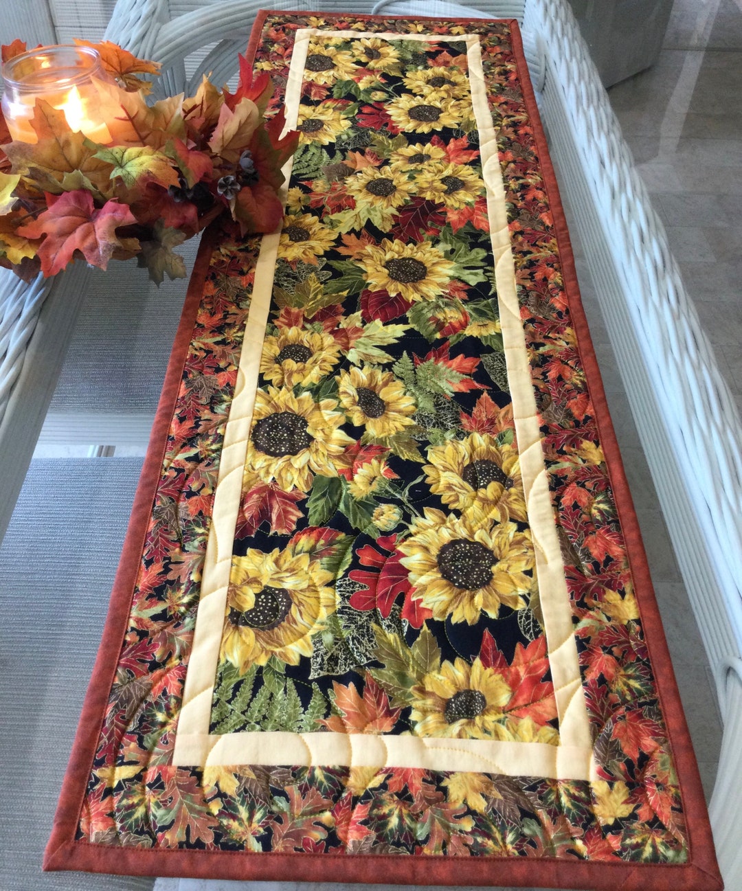 Quilted Sunflower Table Runner: Autumn Decor (43x13.5 Inches) - Etsy