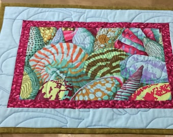 Seashell Quilted Placemats (Set of 4): Beach Table Decor