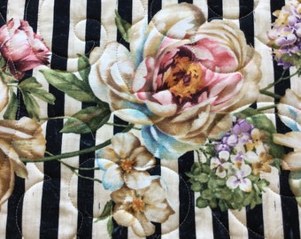 Floral Quilted Placemats: Spring Table Setting, Set of 4
