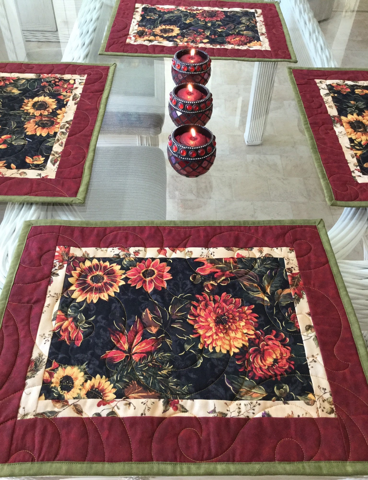 Quilted Fall Placemats Fall Table Decor Autumn Placemats Etsy UK