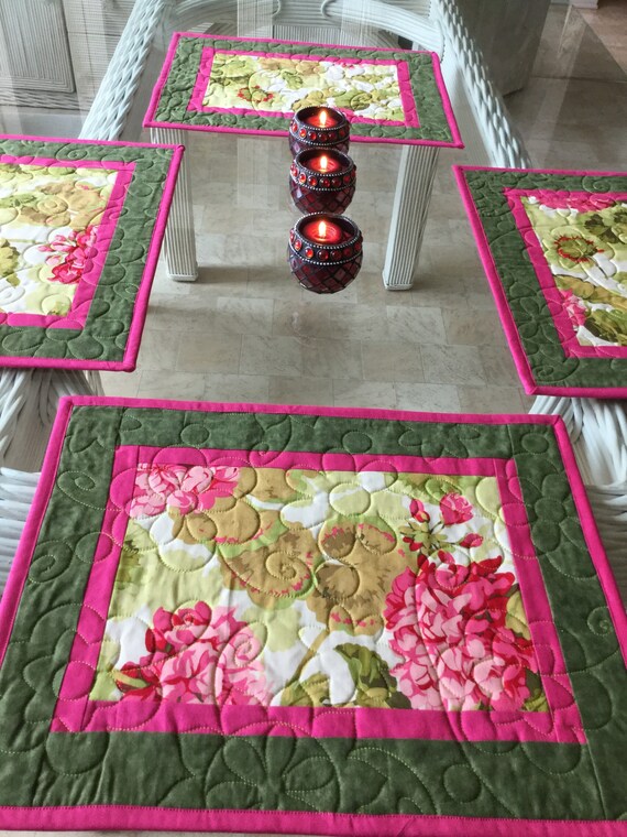 Quilted Placemats Botanical Placemats Floral Placemats Etsy