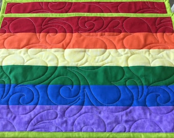 Rainbow Quilted Placemats (Set of 2): Handmade Table Decor