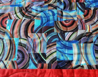 Abstract Quilted Placemats: Blue & Copper Contemporary Table Mats (Set of 4)