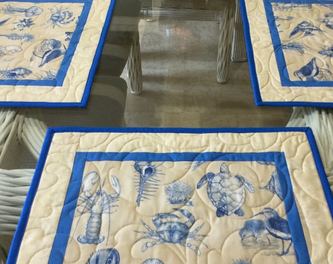 Coastal Decor Quilted Placemats Nautical Placemats Beach Etsy