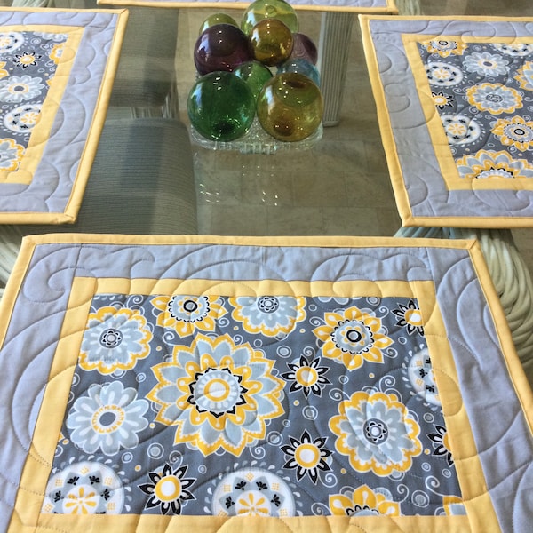 Yellow Gray Placemat Etsy