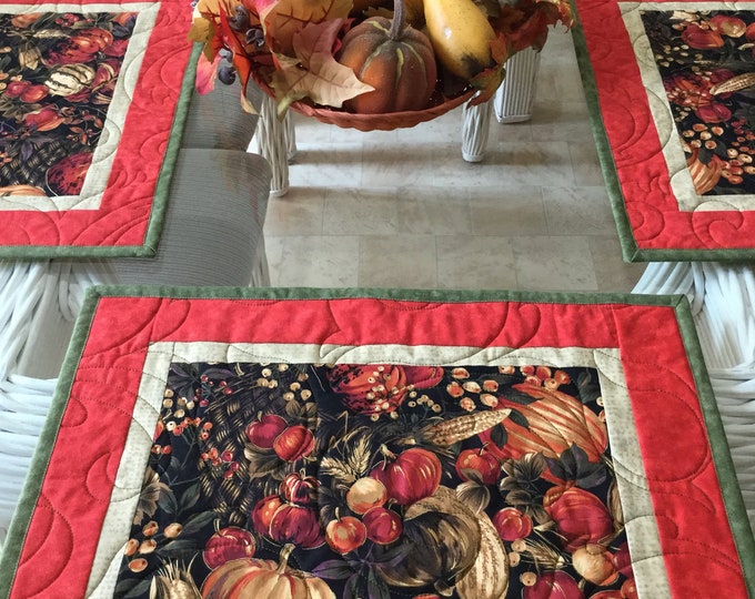 Quilted Placemats Fall Placemats Holiday Placemats Table Etsy